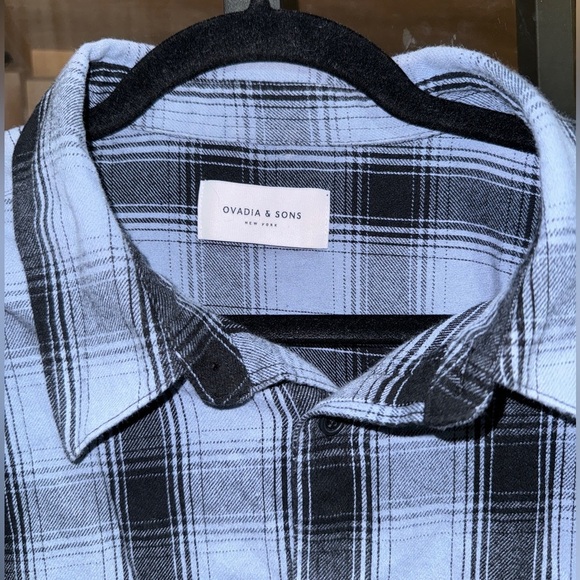 Ovadia & Sons Button Down Flannel Shirt long sleeve plaid windowpane sweater - Picture 3 of 8